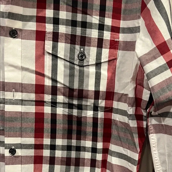 Express Men's Casual Plaid Shirt - Red, Black, White - Picture 3 of 9